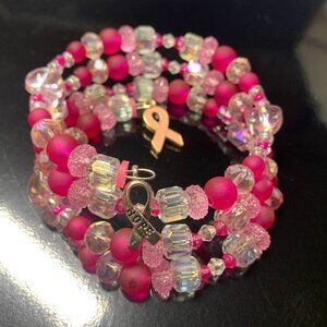 Handmade Breast Cancer Awareness Coil Bracelet